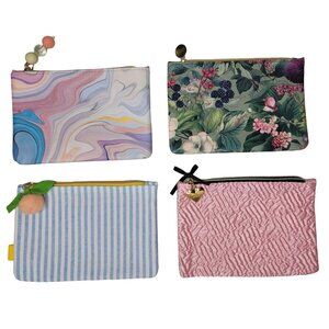Set of 4 ipsy makeup bags. no makeup included, floral, heart, watercolor, peach